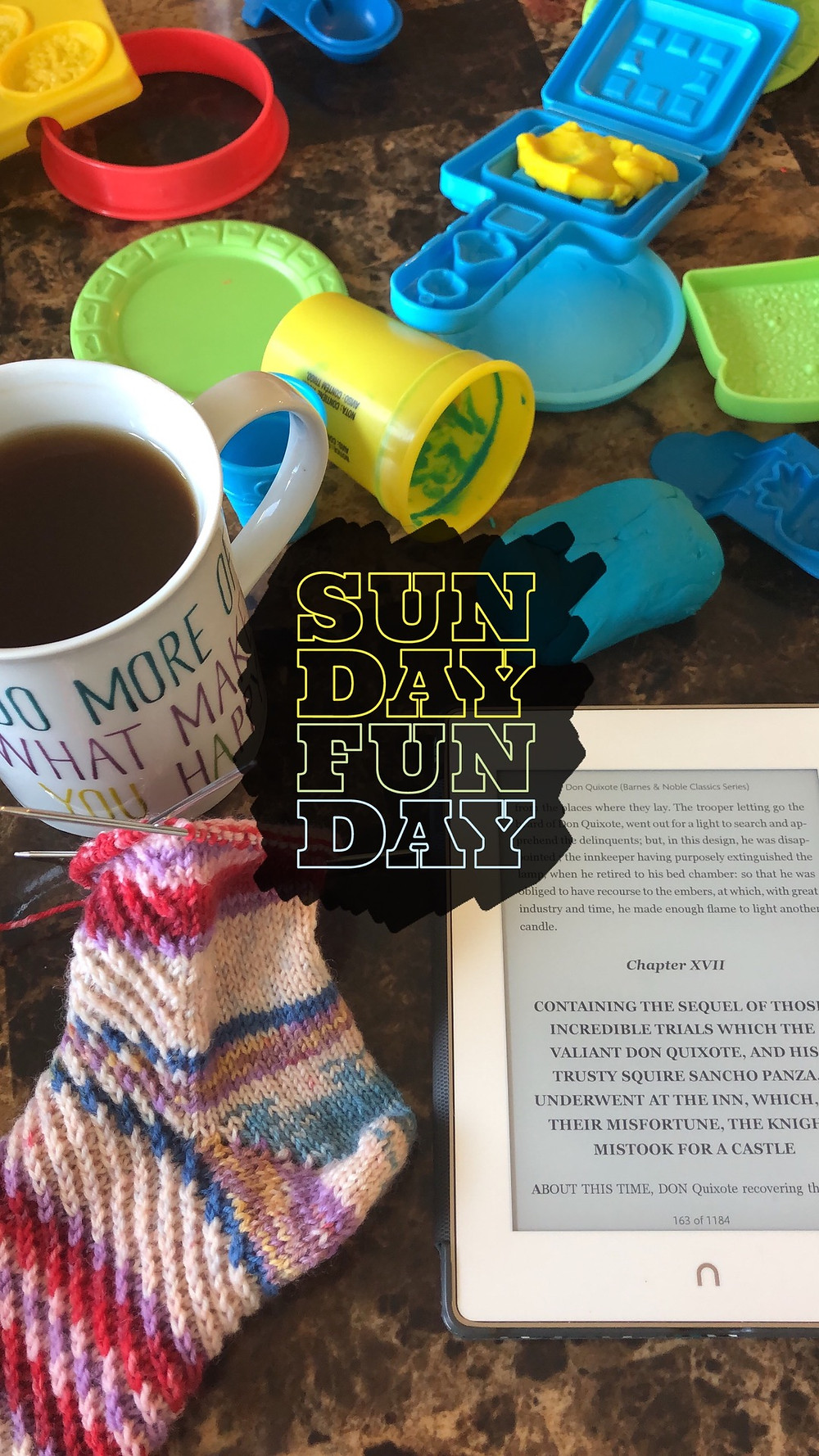 Sunday Reading, Knitting & Play-doh
