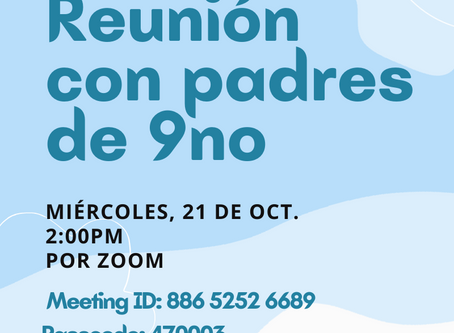 Recordatorio: Reunión de padres de 9no Grado