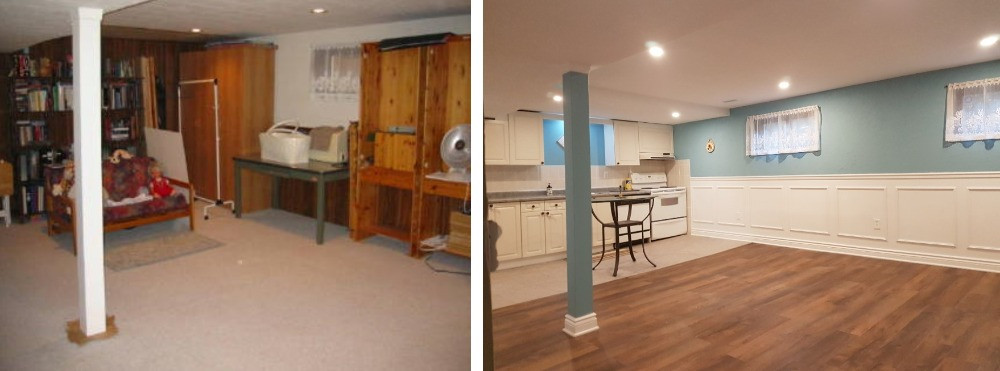 basement kitchen rec room makeover