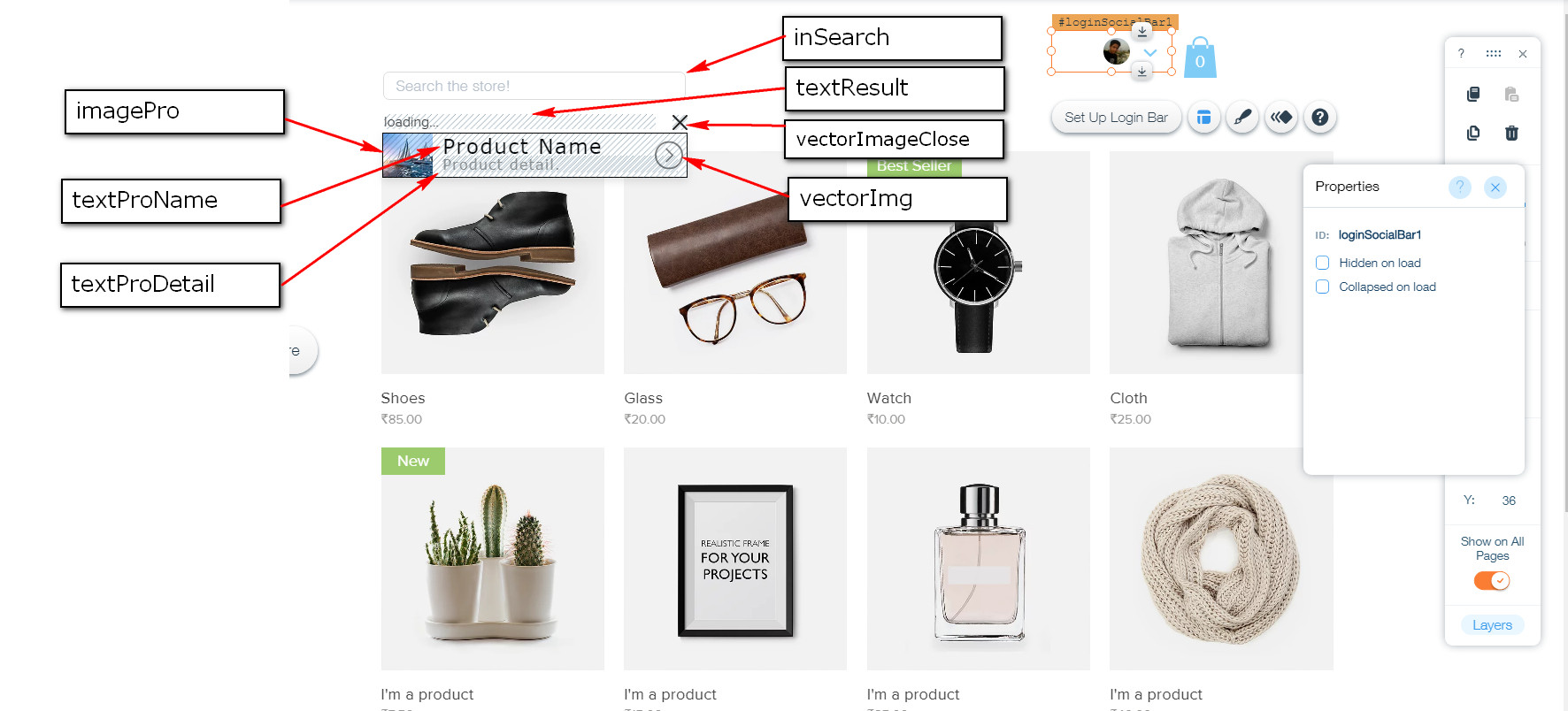 Wix store search bar! using wix code content media