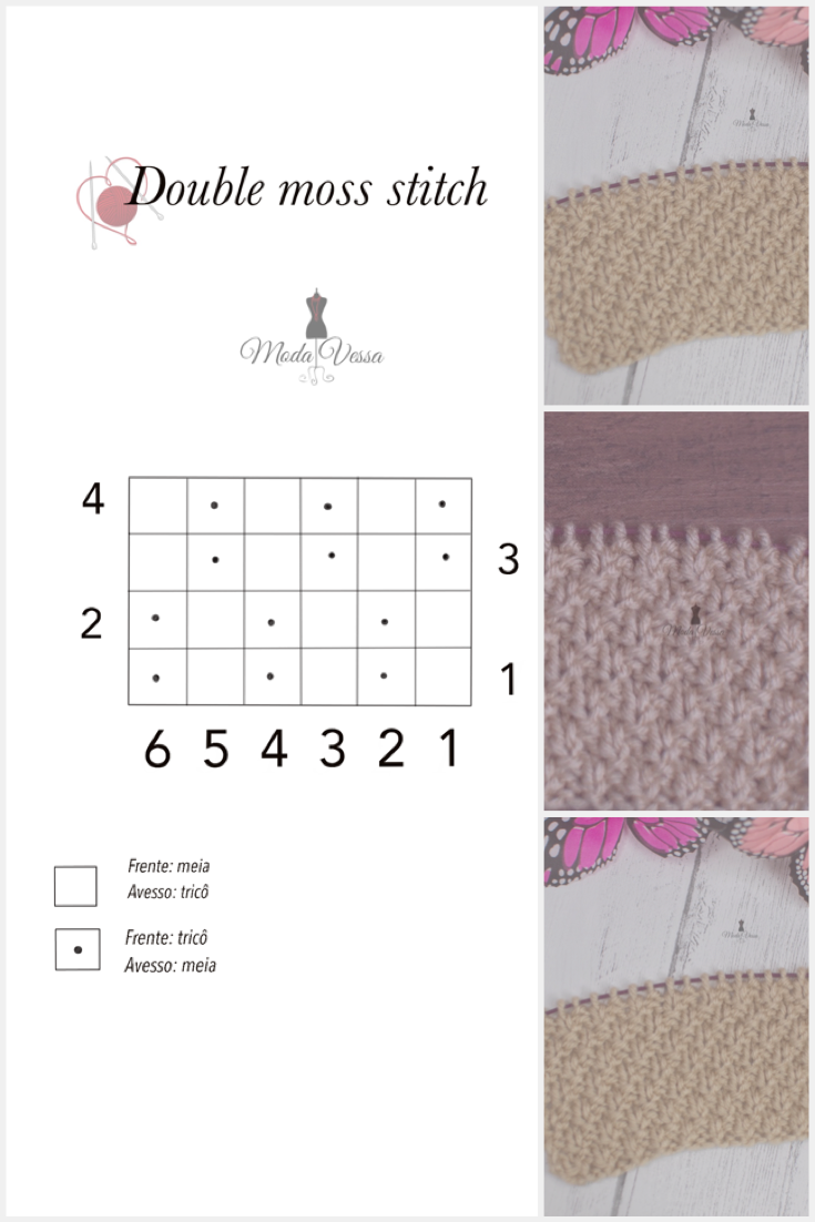 Double moss stitch/ ponto de tricô
content media