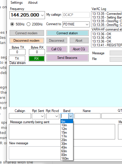 No 2 meter in VarAC log dropdown menu. content media