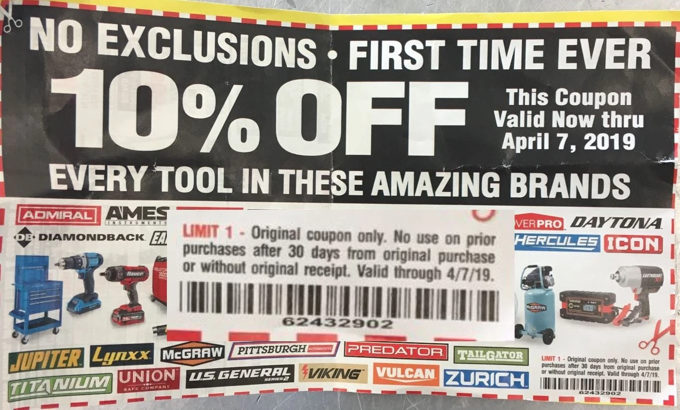 10 Off Premium Brands Jeff King Official app of the website, www.hfqpdb.com which allows you to quickly search for coupons for items from harbor freight tools. the den of tools