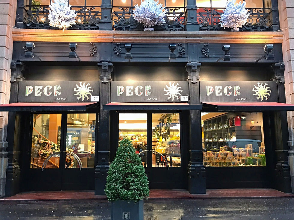 Outside the entrance to Peck, historical deli in Milan Italy