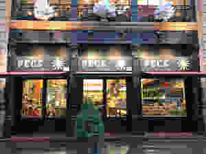 Outside the entrance to Peck, historical deli in Milan Italy