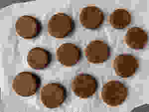 Chocolate ginger biscuit dough - flattened