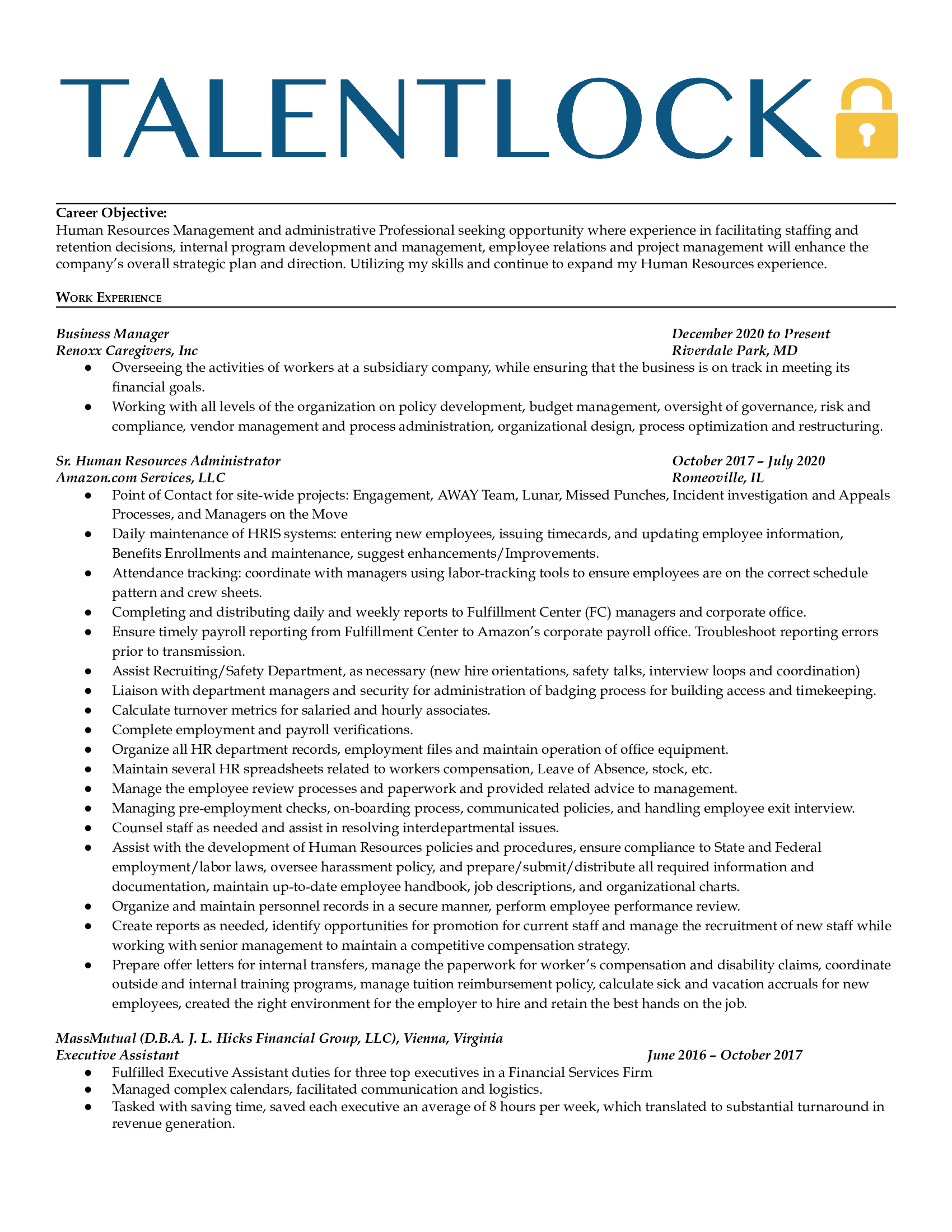 Senior Human Resources Specialist content media