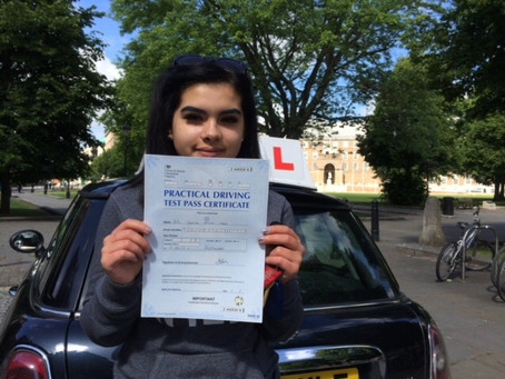 Congratulations Shakira for passing your driving test First Time with only a few minor faults.