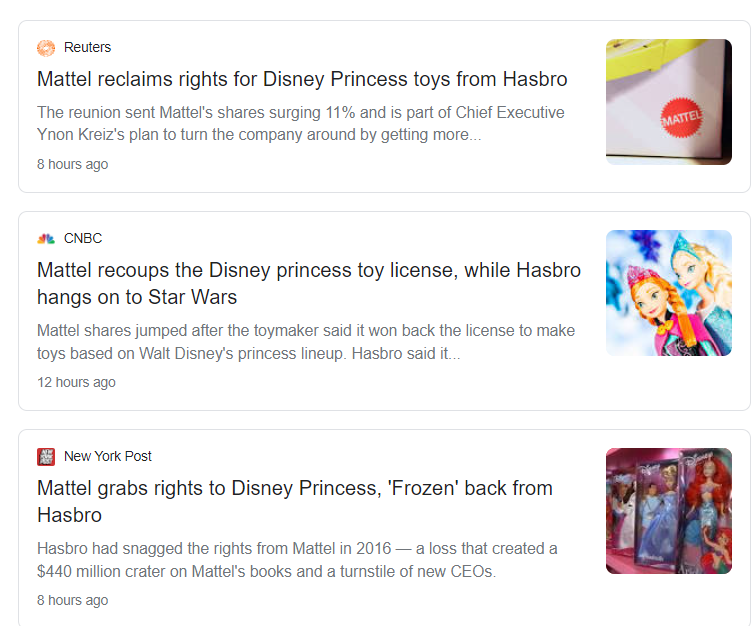 Hasbro OUT! Mattel IN! Hasbro loses their Disney Princess license content media