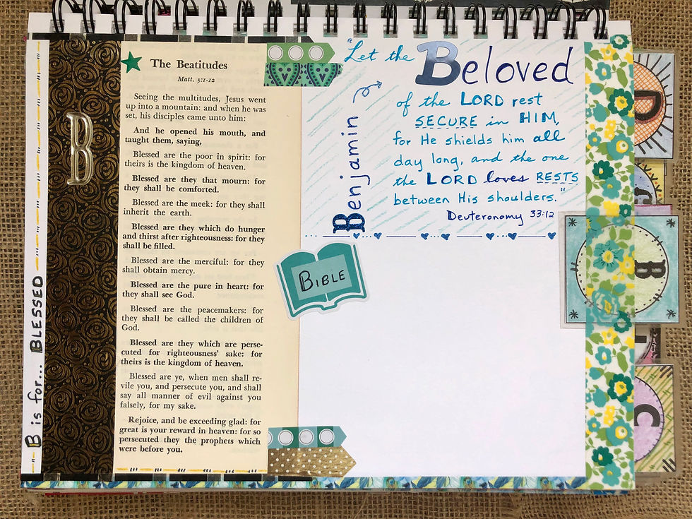 "B" page in progress in my ABC Bible Quilt journal