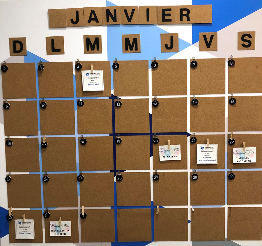 Calendrier JANVIER 2022 content media