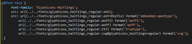 CSS Code Snippet of Icon Files