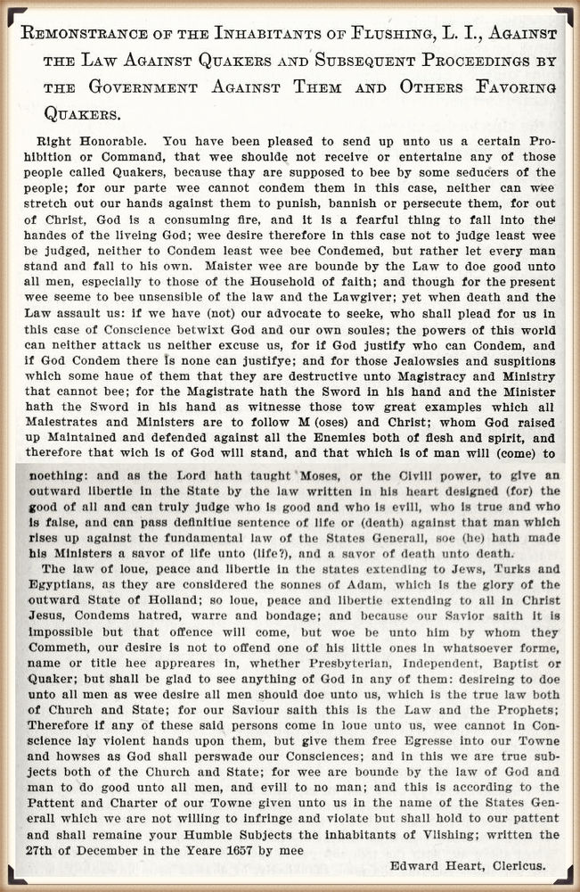 The Flushing Remonstrance