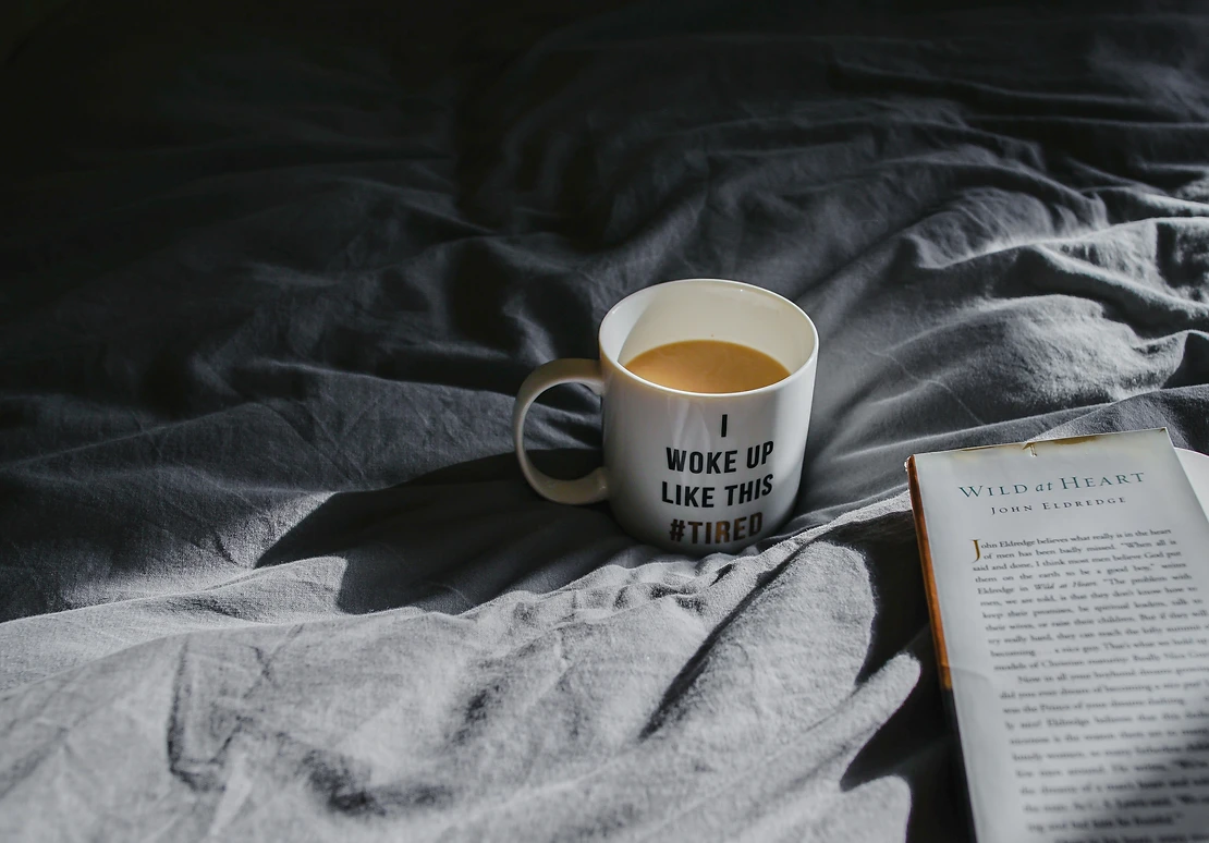 thé, tisane, réveil, sommeil, dormir, conseils, lit, conseil, livre, tips, couverture, tasse, bien-être, feel good, kaipih, broderie, fatigue