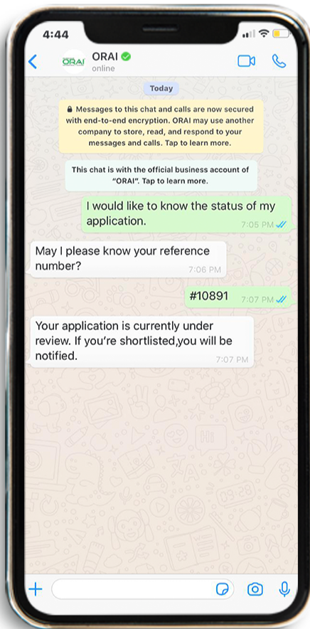 AI Chatbot helping with Application Tracking