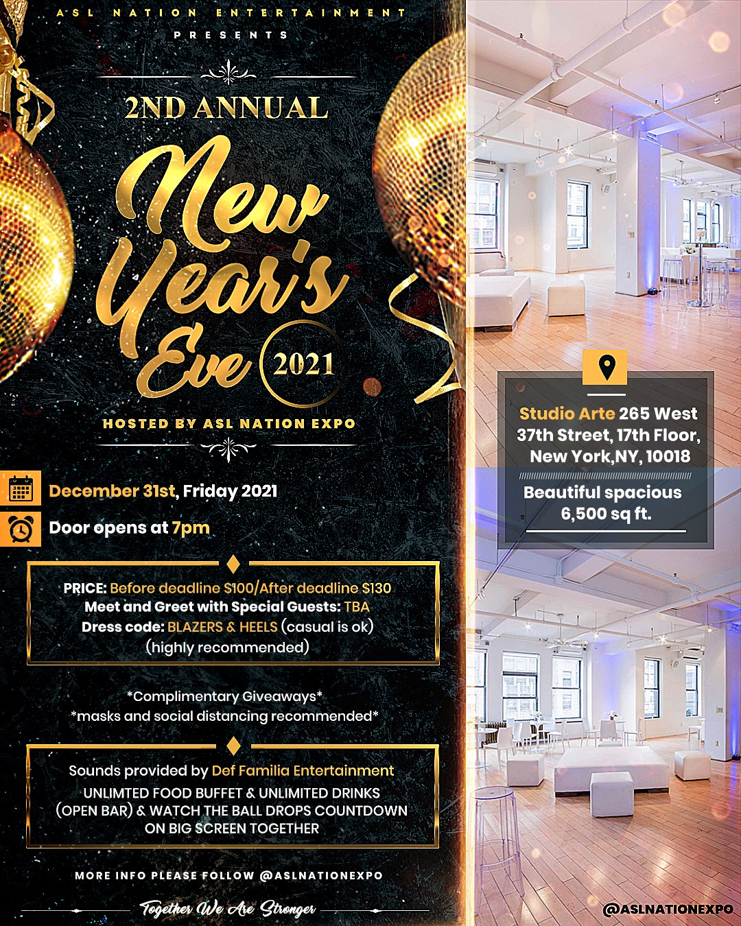 2nd ANNUAL NEW YEAR’S EVE PARTY !!
UNLIMITED TOP NOTCH DRINKS AND FOOD BUFFETS !!! content media