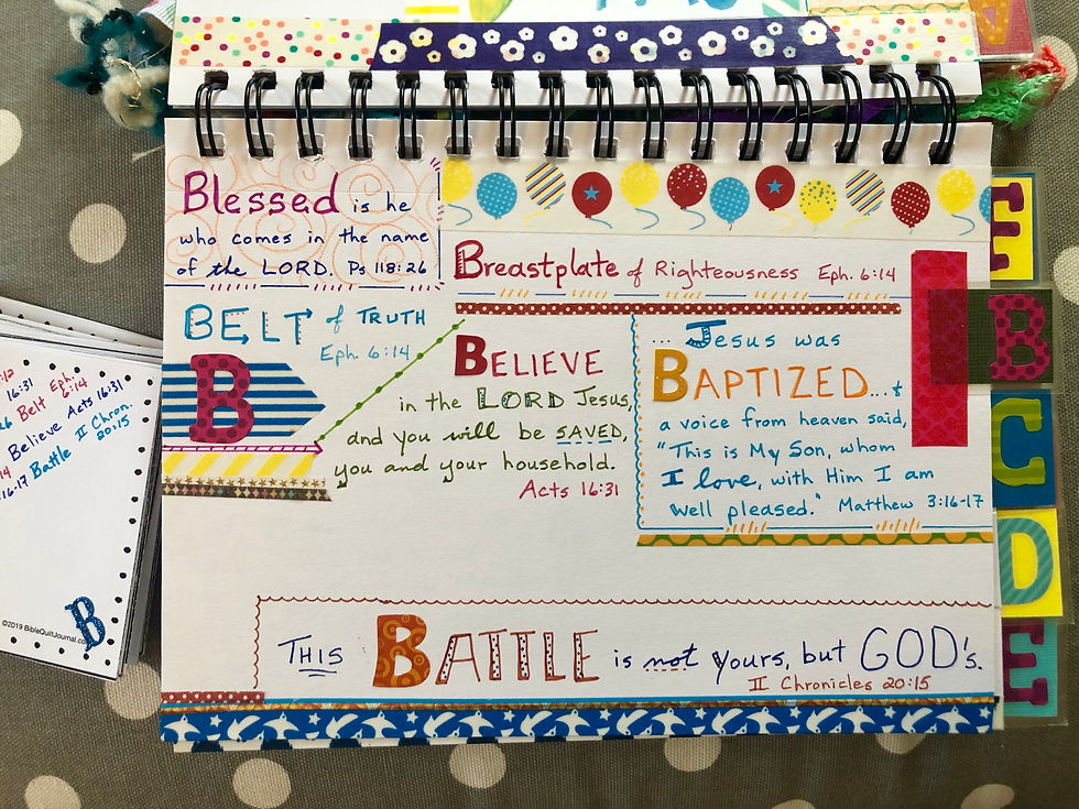 "B" page in progress in my ABC Bible Quilt journal