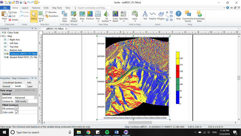 Using Surfer to calculate slope direction