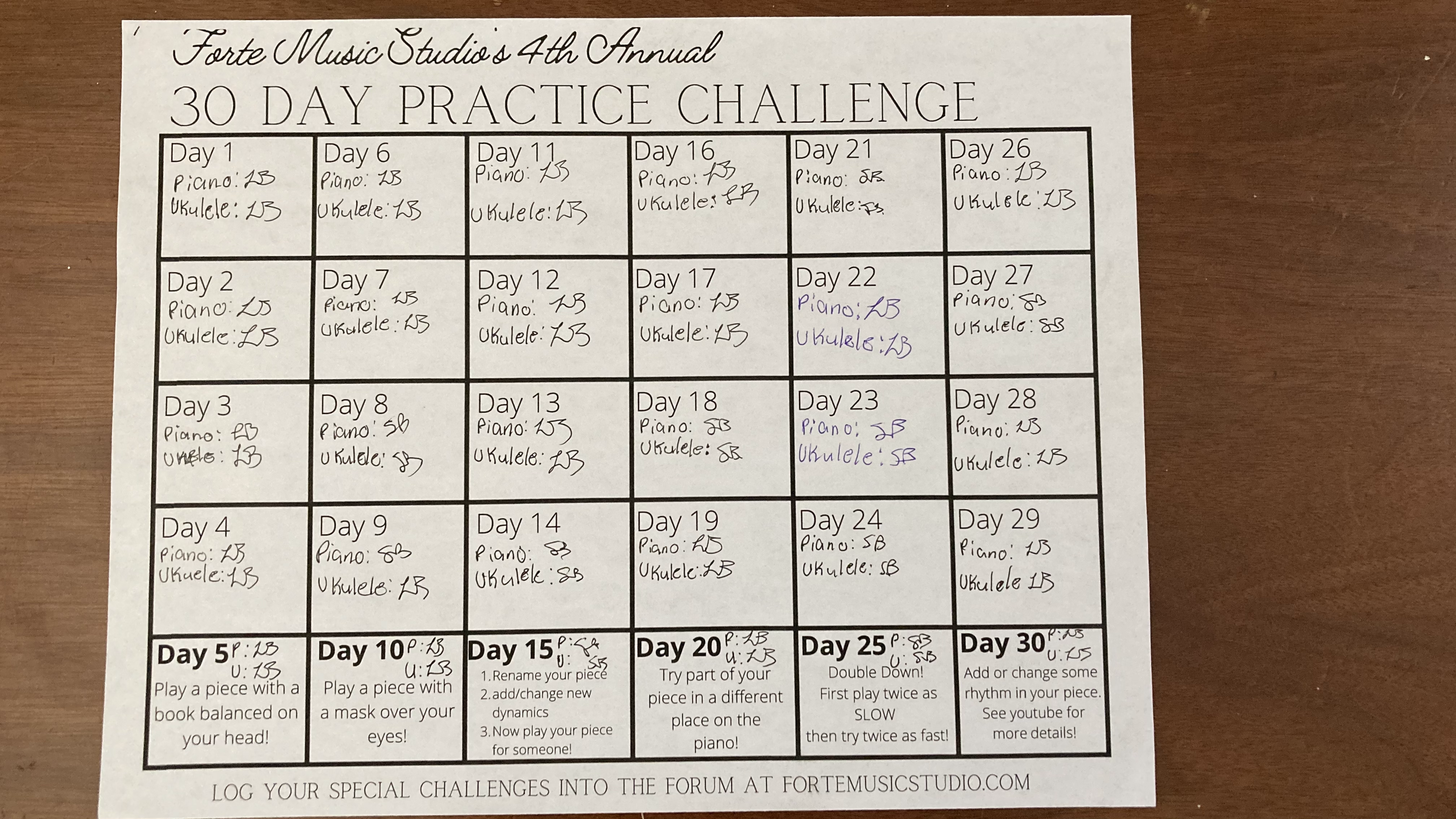 Full 30 Day Practice Sheet content media