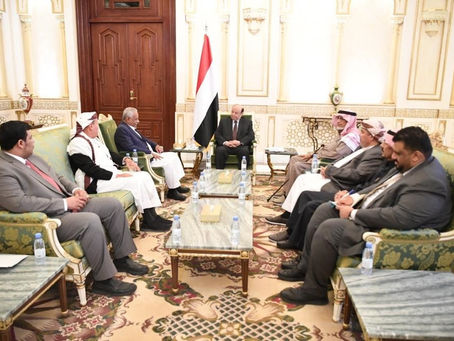 رئيس الجمهورية يستقبل مجموعة من مرجعيات حضرموت الوادي والصحراء الرياض