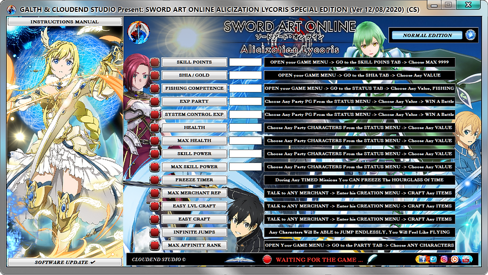 cloudend studio, Sword Art Online Alicization Lycoris, Sword Art Online, SAOAL, SAOA, Alice, Kirito, Eugeo, Sword Art Online Alicization, Sword Art Online Alicization Cheats, cheats trainer, super cheats, cheats, trainer, codes, mod, tips, steam, pc, cheat engine, cheat table, save editor, free key, tool, game, dlc, fearless revolution, wemod, fling trainer, mega dev, mega trainer, rpg, achievements, cheat happens, 騙す, チート, 作弊, tricher, tricks, engaños, betrügen, trucchi, news, ps4, xbox, Youtube Game, hack, glitch, walkthrough,