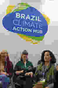 Denize speaking during at the Brazil Climate Action Hub