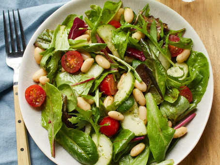 Tomato, Cucumber, and White Bean Salad with Basil Vinaigrette