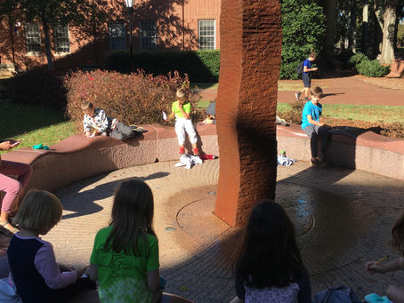 Lower Elementary Goes For A Walking Sculpture Tour at Davidson College On A Beautiful Fall Day