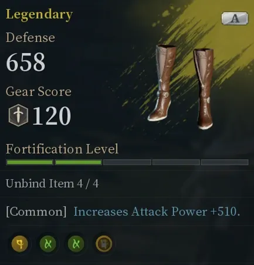 3 Runes obtained at Legendary, with the last rune revealed but locked.
