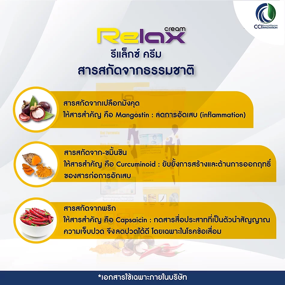 Relax Cream รีแลกซ์ครีม ลดอาการข้อเข่าอักเสบ เข่าเสื่อม กล้ามเนื้ออักเสบ เส้นจม นิ้วล็อก อัมพฤก