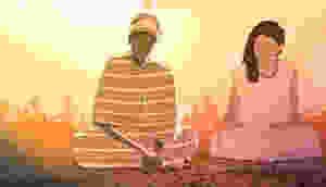 Illustration of two women having a discussion.