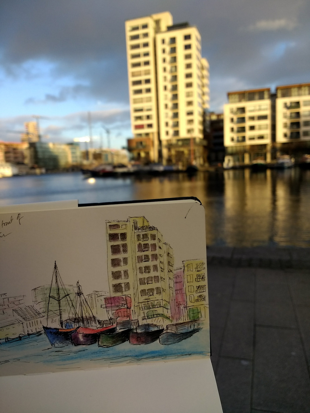 Inktense pencil sketch in a 3 x 5 travel sketch book
