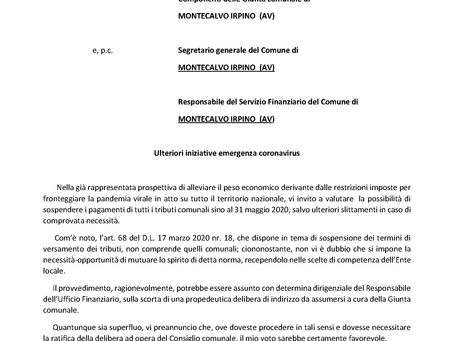 TRIBUTI COMUNALI. CHIESTA LA SOSPENSIONE.
