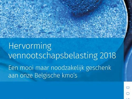 Hervorming vennootschapsbelasting 2018