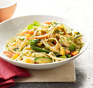 Garden Veggie Linguini with Cilantro Pesto