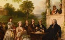 George Washington at Mount Vernon. Note the Glasses of Madeira on the Table.