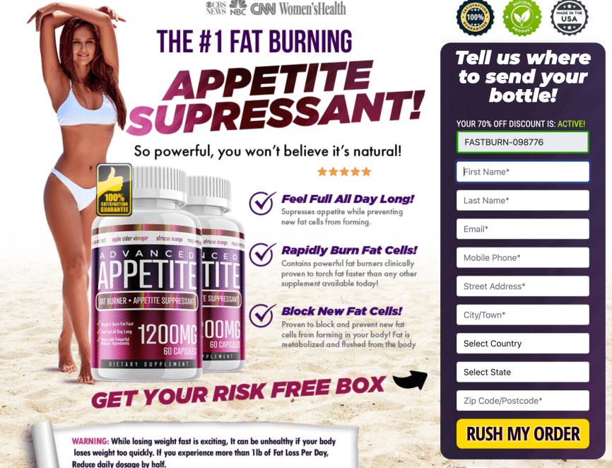 Advanced Appetite ACV Fat Burner Canada Prices, and way of buying content media