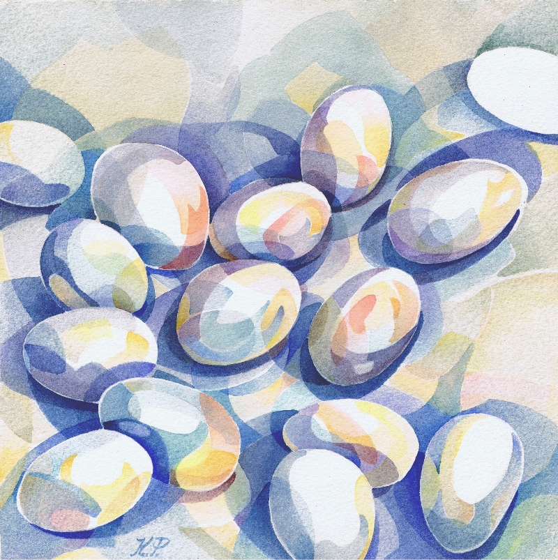 mehrere Ausschnitte von Aquarellstudien digital aneinander gereihtander