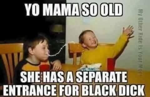 Your Mama is so old she has a separate entrance for black dick
