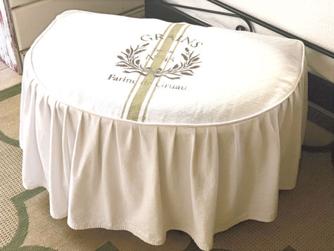 French Stenciled Ottoman Slipcover