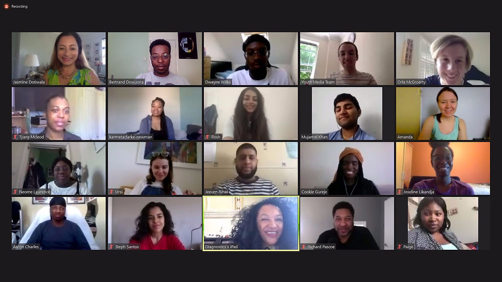 Media Trust Creativity Works Season X on a zoom call with Kanya King