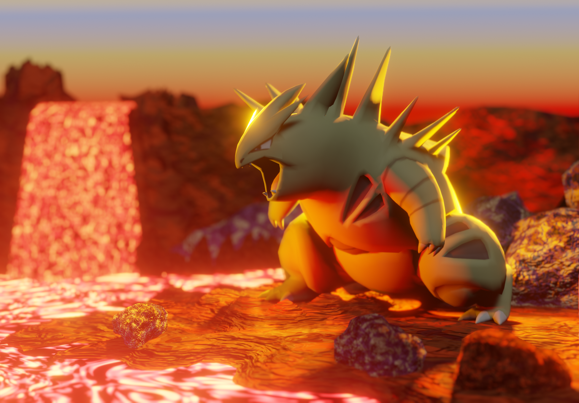 A lil' 3d render I did in NJ :D The character is Tyranitar from Pokemon for those interested. content media