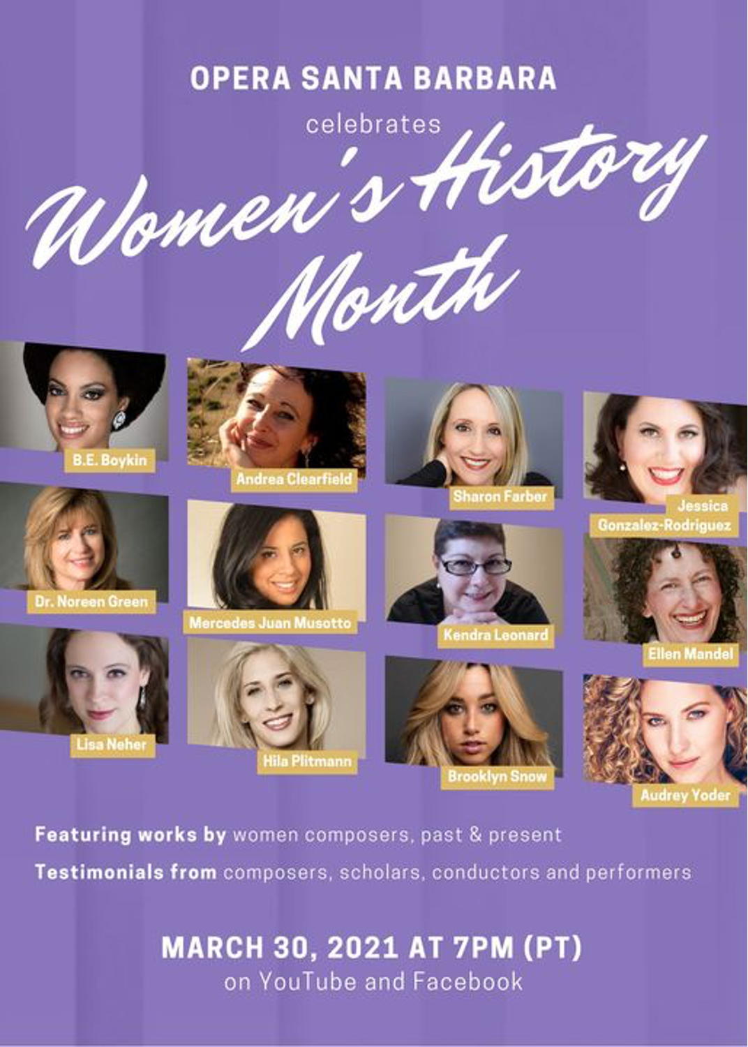 Sharon was honored to be amongst these remarkable women at the invitation of Opera Santa Barbara fort Women's History Month content media