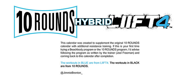 10 ROUNDS / LIIFT4 Calendar