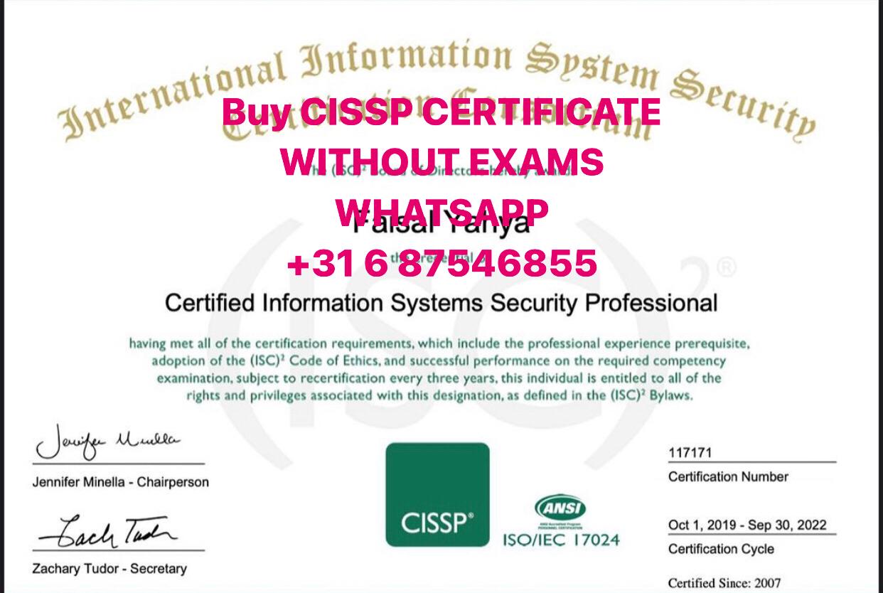 Buy CISSP, CRISC, CISM, PMP, CEH, CIPM, CSM Certificate online - WhatsApp: +31 6 87546855 content media