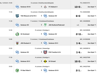 Ergebnisdienst Wochenende 12./13.9.20
