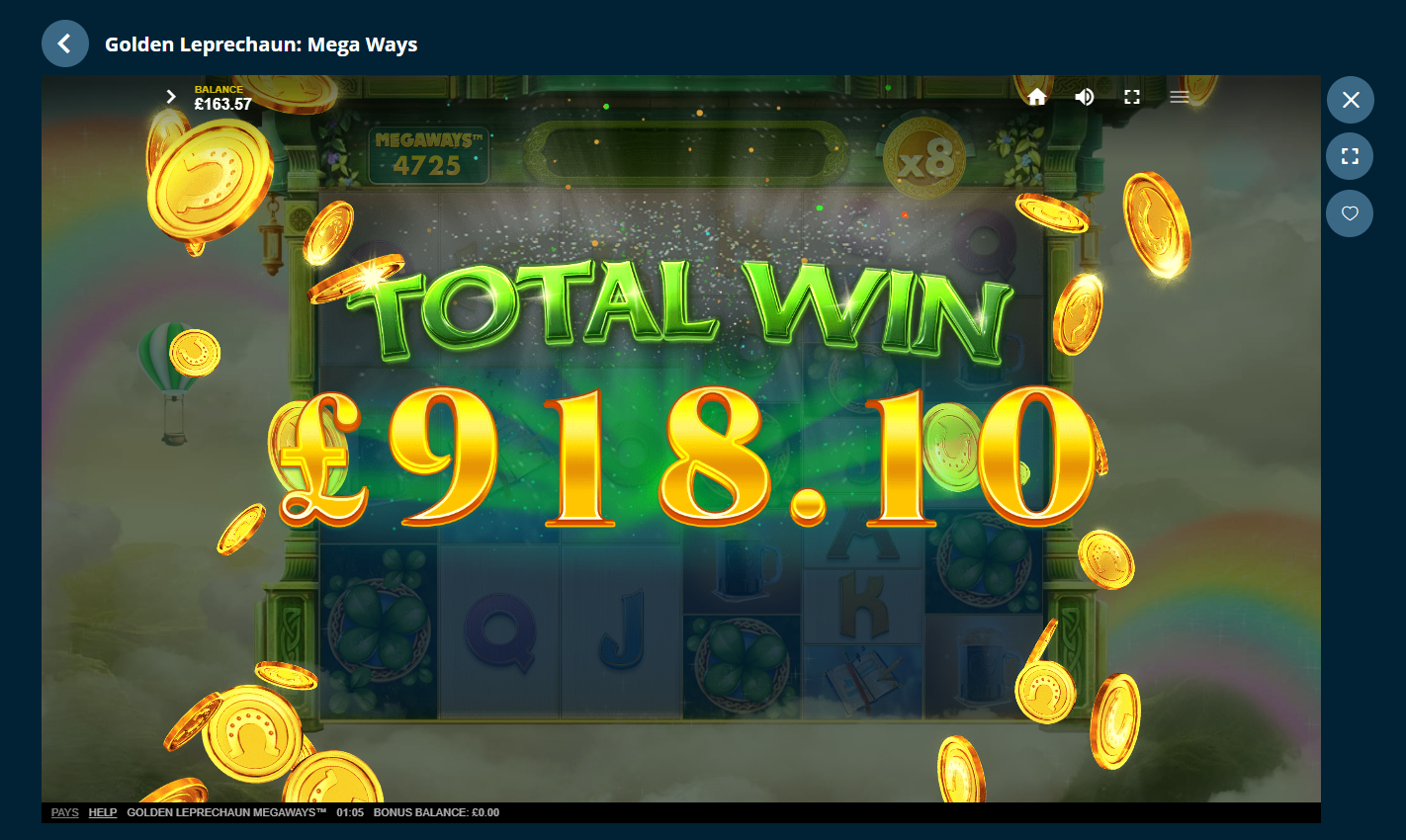 Golden Leprechaun Megaways x918 win! content media