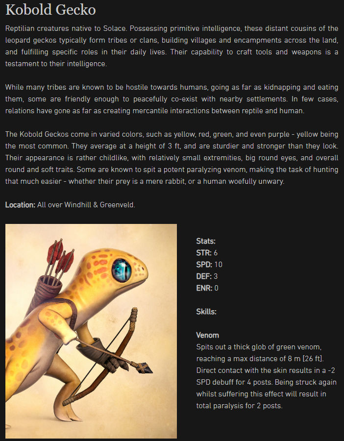 BESTIARY SHEET FORMAT | Realm of Solace