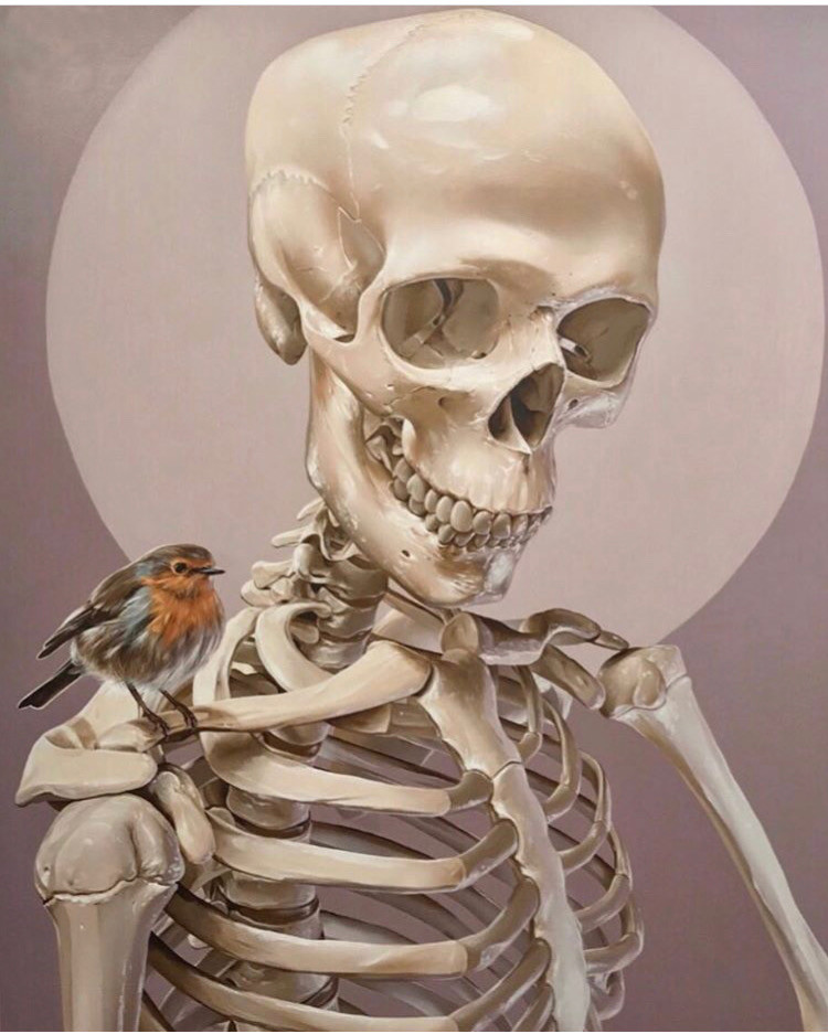 Sam Bates aka "Smug One" do fantastic Street Art and Murals but also art paintings like "Birdcage"