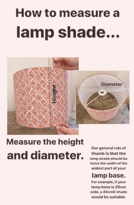 LightenUp Handmade suggests how to measure a lampshade to work out what size is best